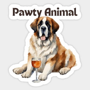 Saint Bernard Dog Pawty Animal Sticker